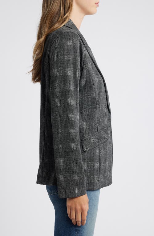 Wit & Wisdom Plaid Open Front Blazer In Charcoal Black