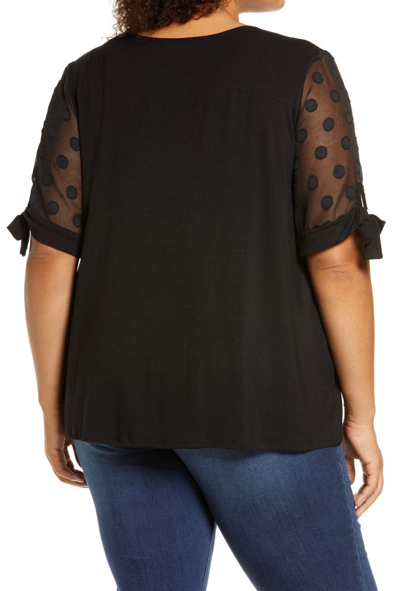 Dot Chiffon Top, Alternate, color, BLACK