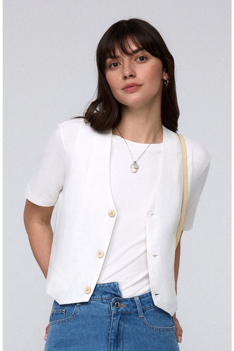 Hemp Tailored Vest, Main, color, White