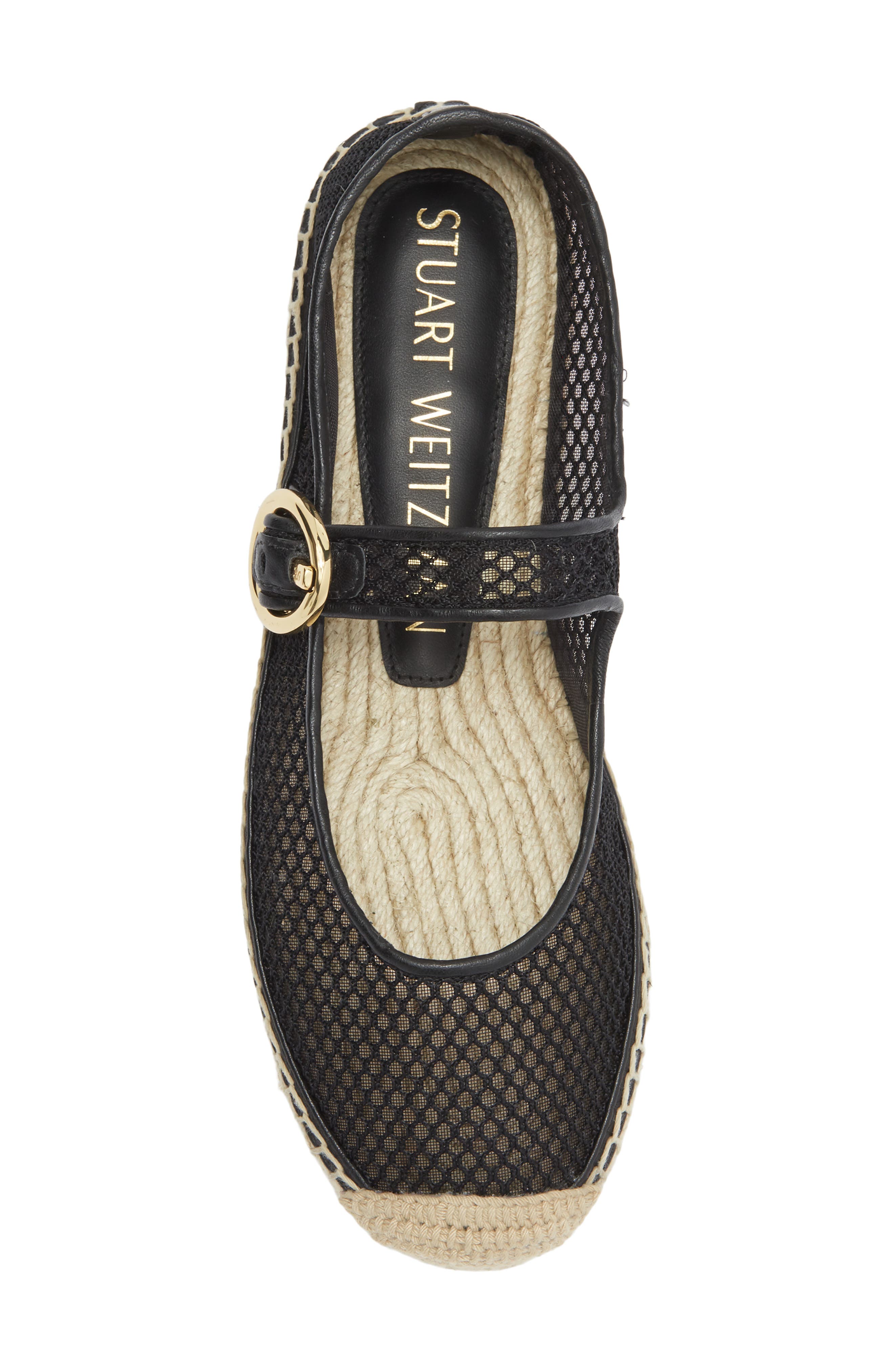 Stuart Weitzman Benni Espadrille Mary Jane Flat, Alternate, color, Black