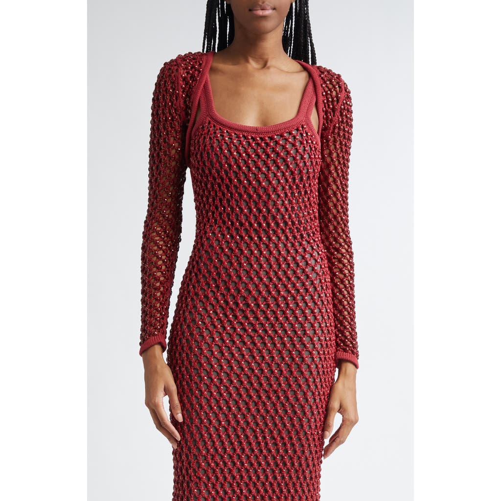 Diotima Gala Crystal Mesh Shrug In Paprika