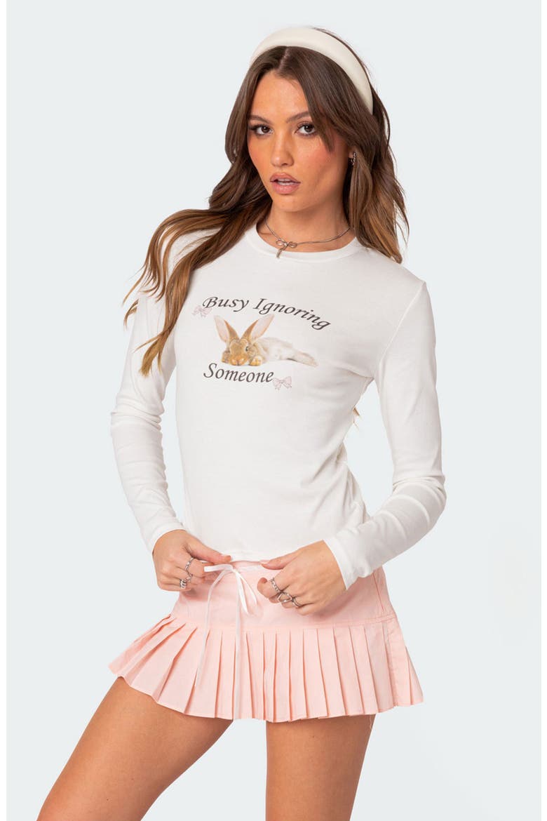 Busy Ignoring Someone Crop T-Shirt, Alternate, color, CREAM