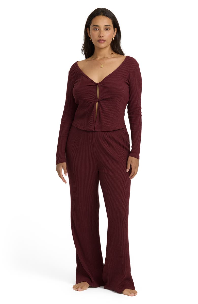 Billabong Fever Twist Flare Rib Pants, Alternate, color, Pinkie