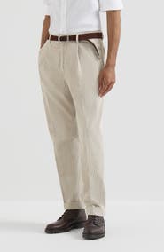 Brunello Cucinelli Garment-dyed trousers in cotton corduroy with pleat