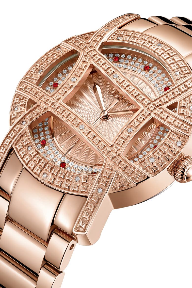 Women's Olympia 10 Year Anniversary Diamond Bracelet Strap Watch, 37mm - 0.20 ctw, Alternate, color, ROSE GOLD