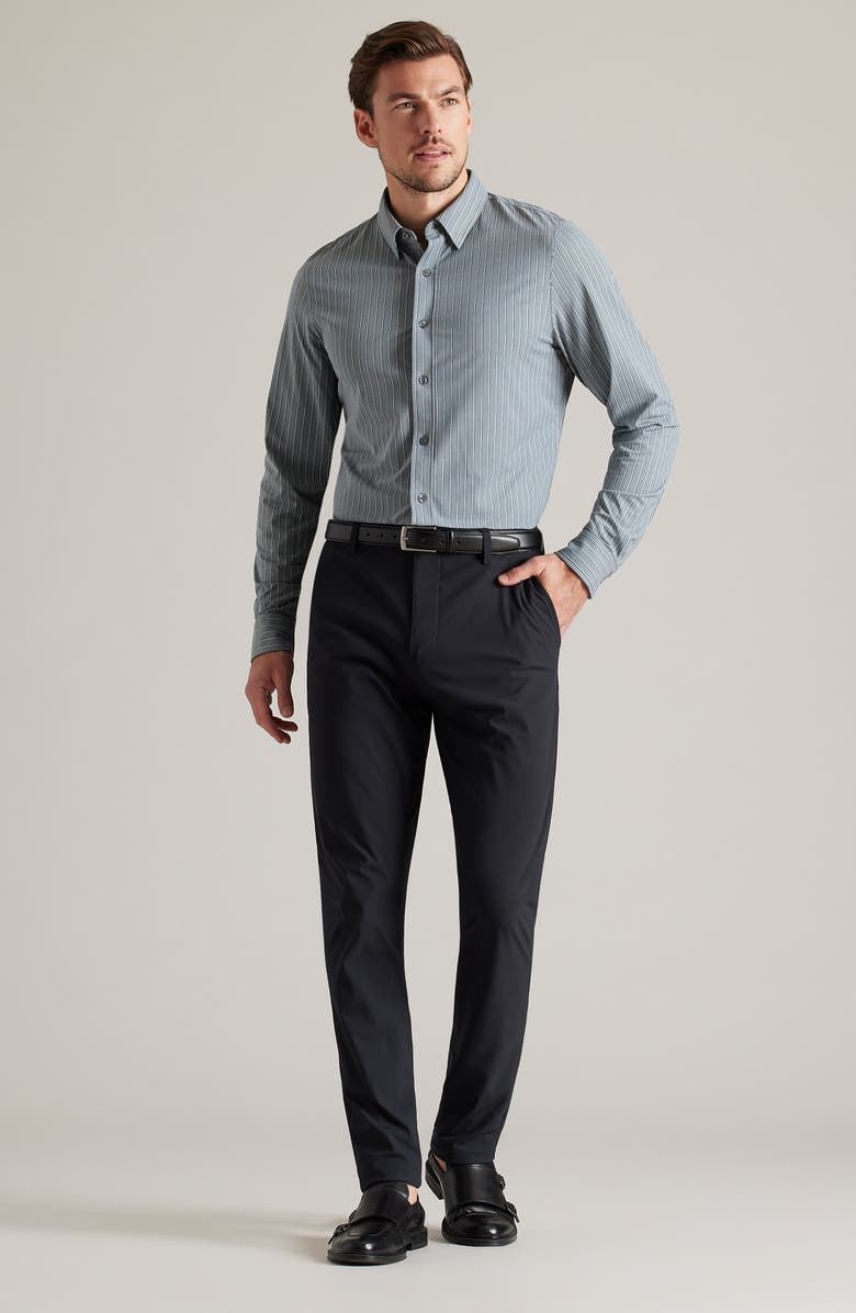 Rhone Commuter Pro Slim Fit Button-Up Shirt, Alternate, color, Pine Wide Stripe