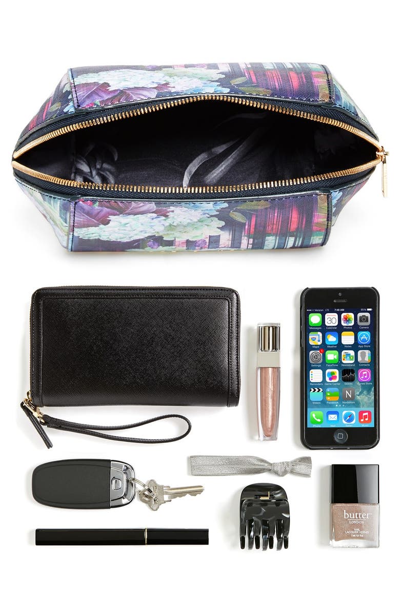 Ted Baker London 'Hydrangea' Floral Print Cosmetics Case, Alternate, color, 