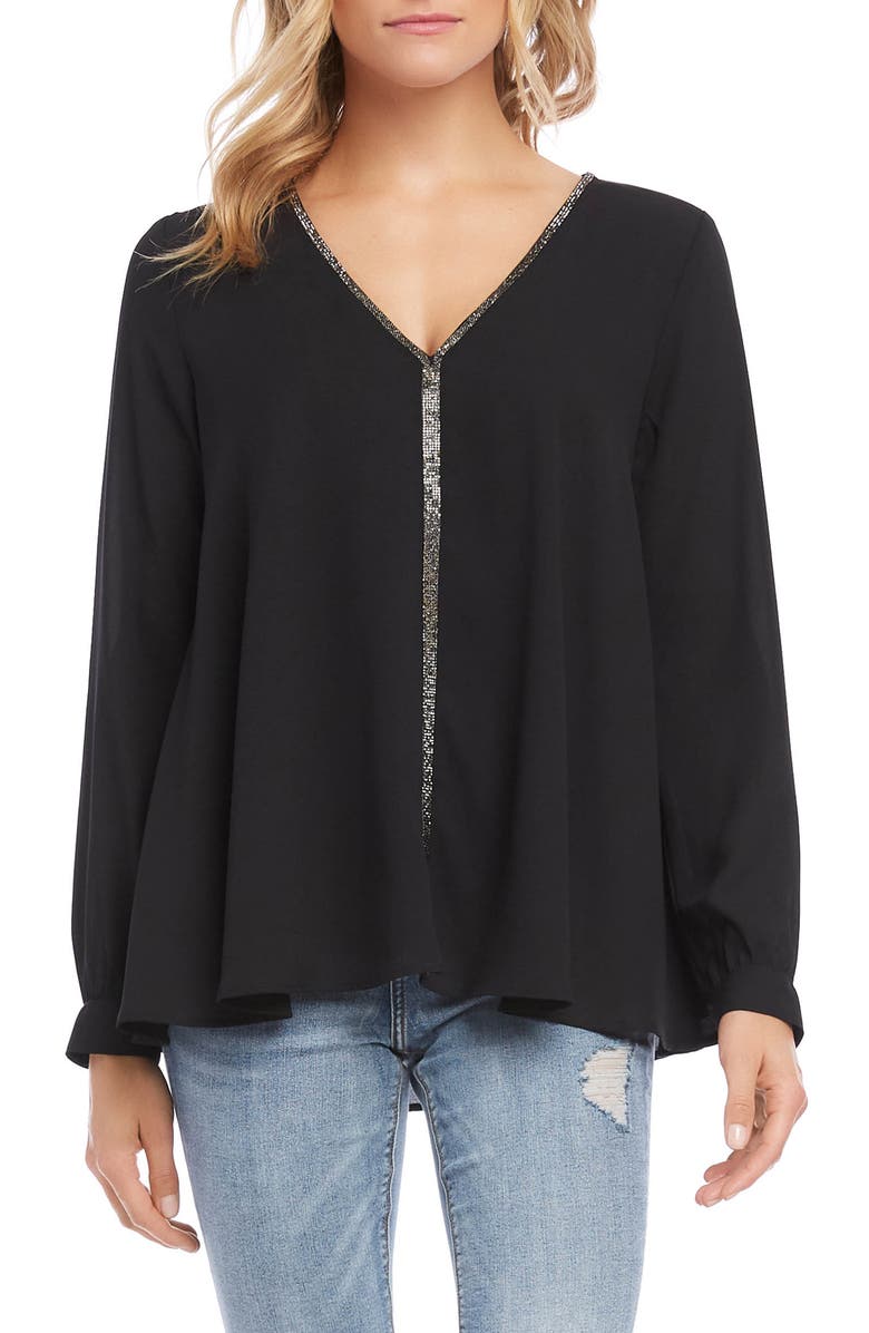 Karen Kane Sparkle Long Sleeve Top, Main, color, 