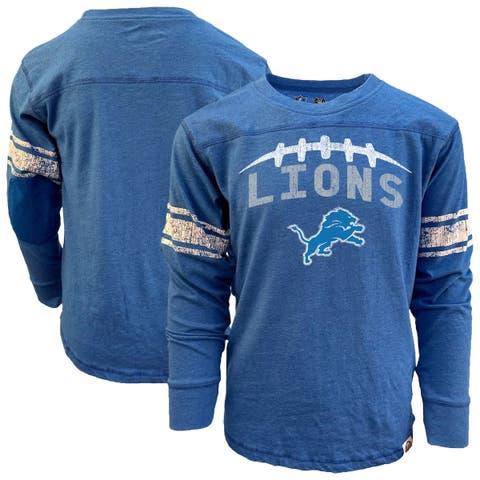 Youth Wes & Willy Heather Blue Detroit Lions Football Long Sleeve T-Shirt