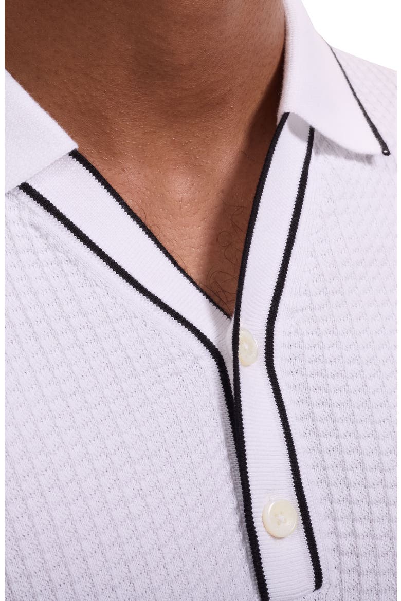 Waffle Stitch Polo Sweater, Alternate, color, WHITE