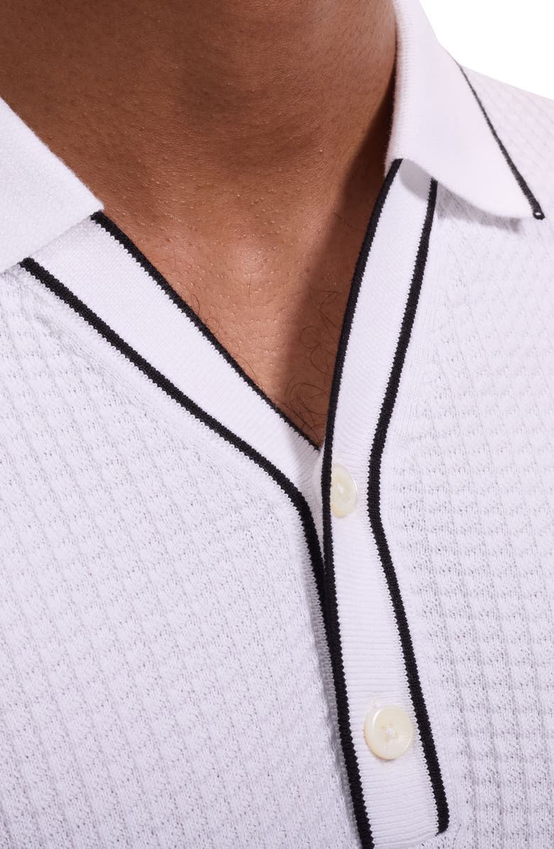 Bugatchi Waffle Stitch Polo Sweater, Alternate, color, White