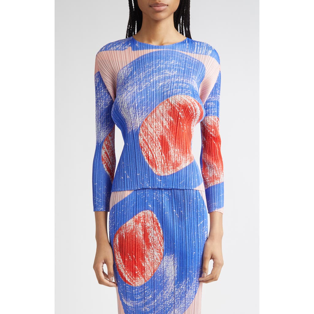 Pleats Please Issey Miyake Backlight Pleated Top in Blue/Red  product