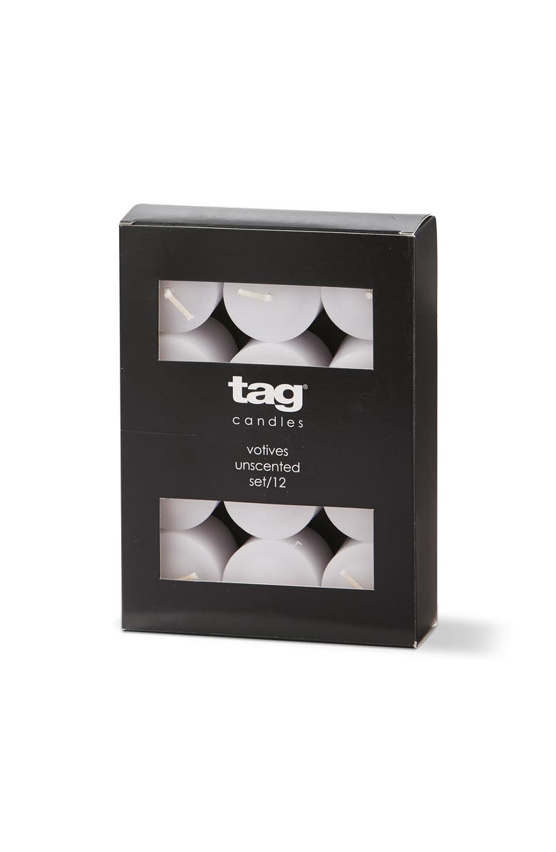 tag Color Studio White Votive Candles Set of 12 Smokeless Wax, Alternate, color, White