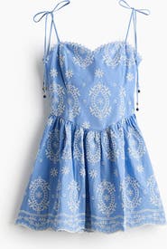 H&M Embroidered Tie-strap Dress