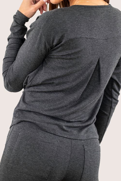 Jjwinks Wrap Star Built-in Shelf Lounge & Sleep Long Sleeve Top In Charcoal