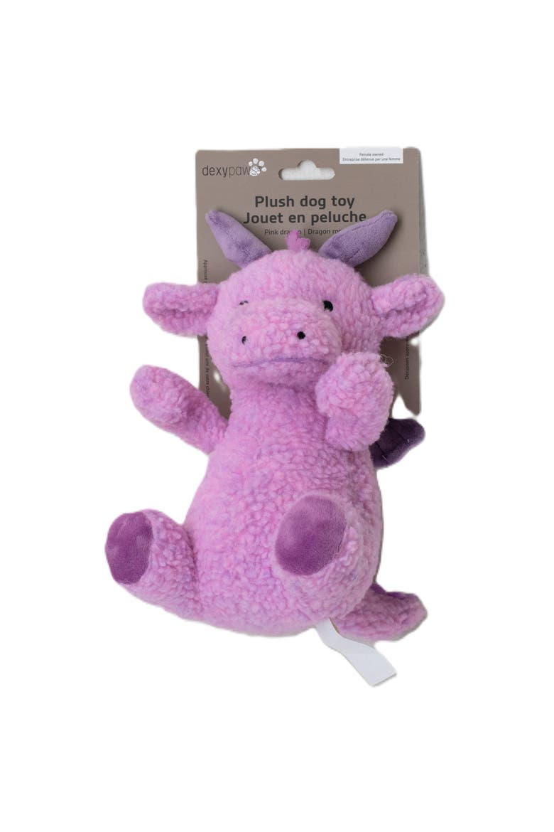 8" Dragon Squeak & Crinkle Plush Dog Toy, Main, color, Purple