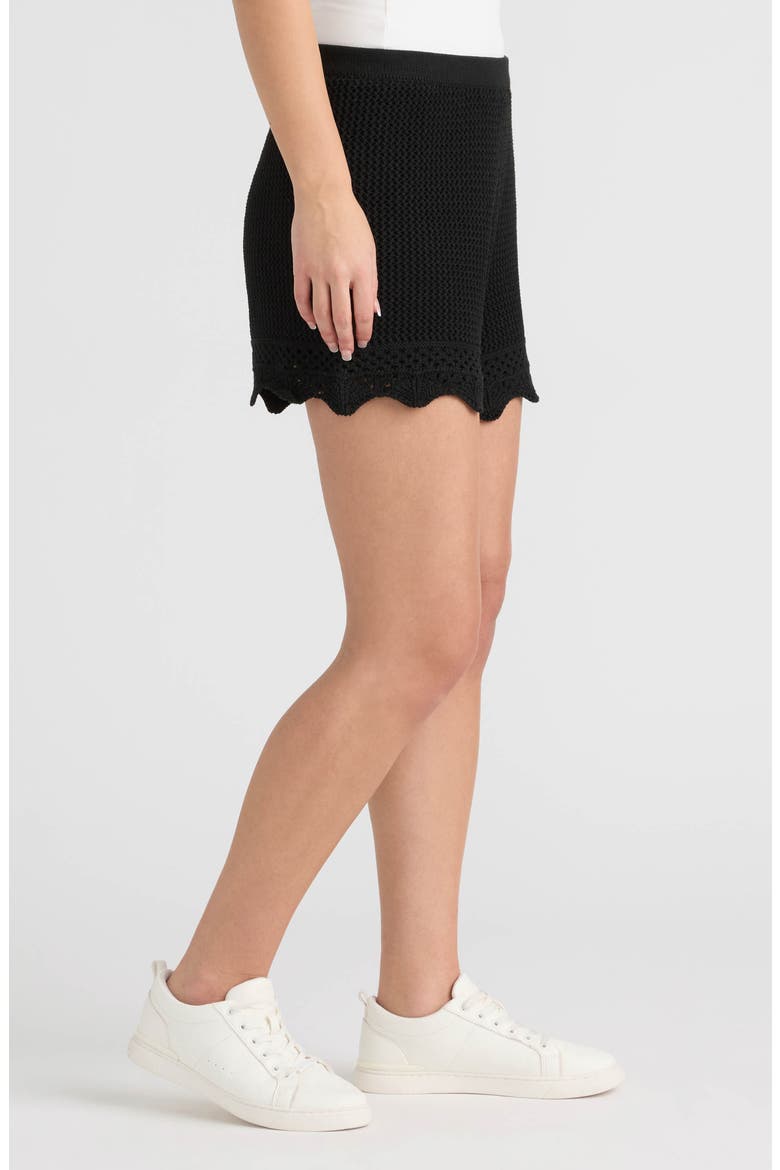 Scallop Crochet Shorts, Alternate, color, BLACK