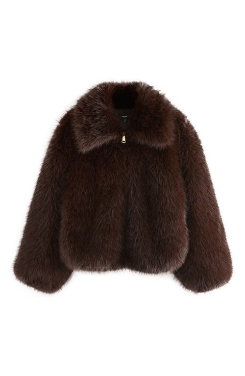 Next Faux Fur Zip Jacket In Brown