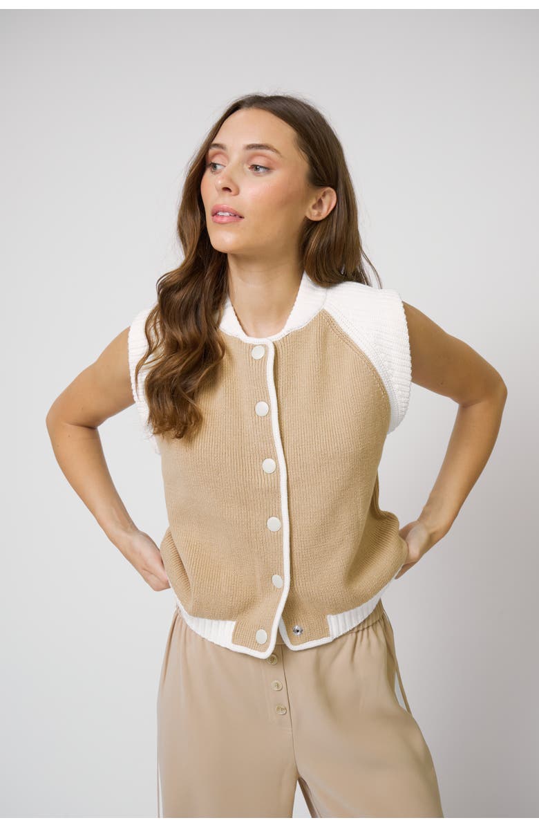 Central Park West Nevada Sleeveless Bomber, Main, color, Sand