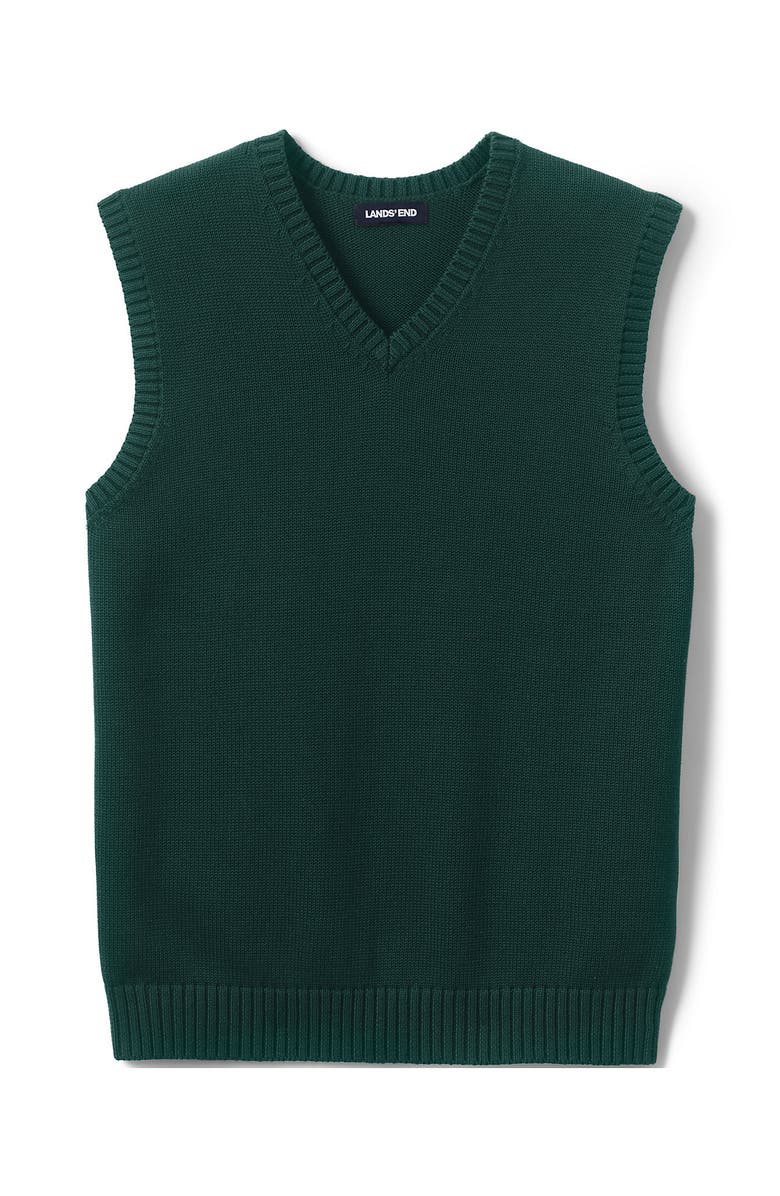 Lands' End School Uniform  Cotton Modal Sweater Vest, Alternate, color, Evergreen
