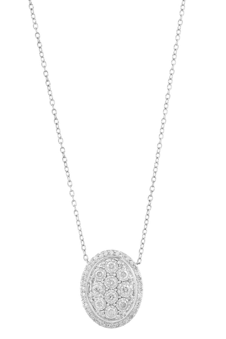 Sterling Silver Diamond Pendant Necklace, Main, color, WHITE