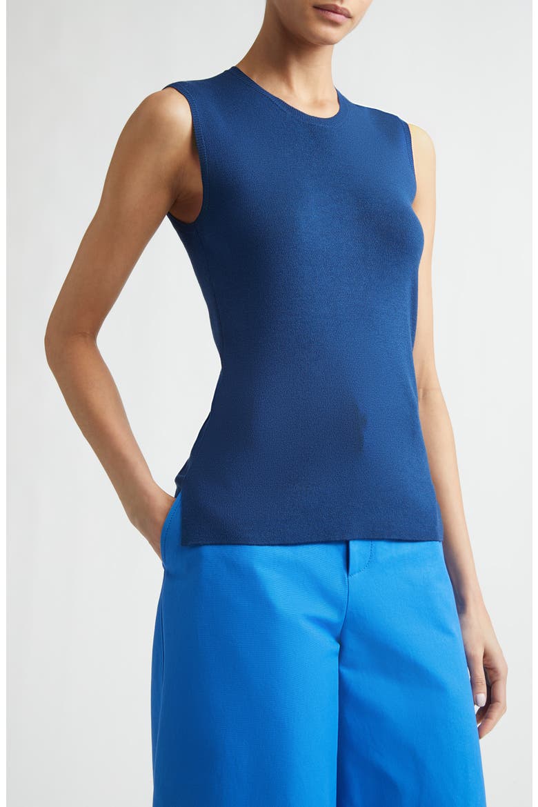 Bowery Sleeveless Silk Blend Sweater, Alternate, color, AEGEAN BLUE