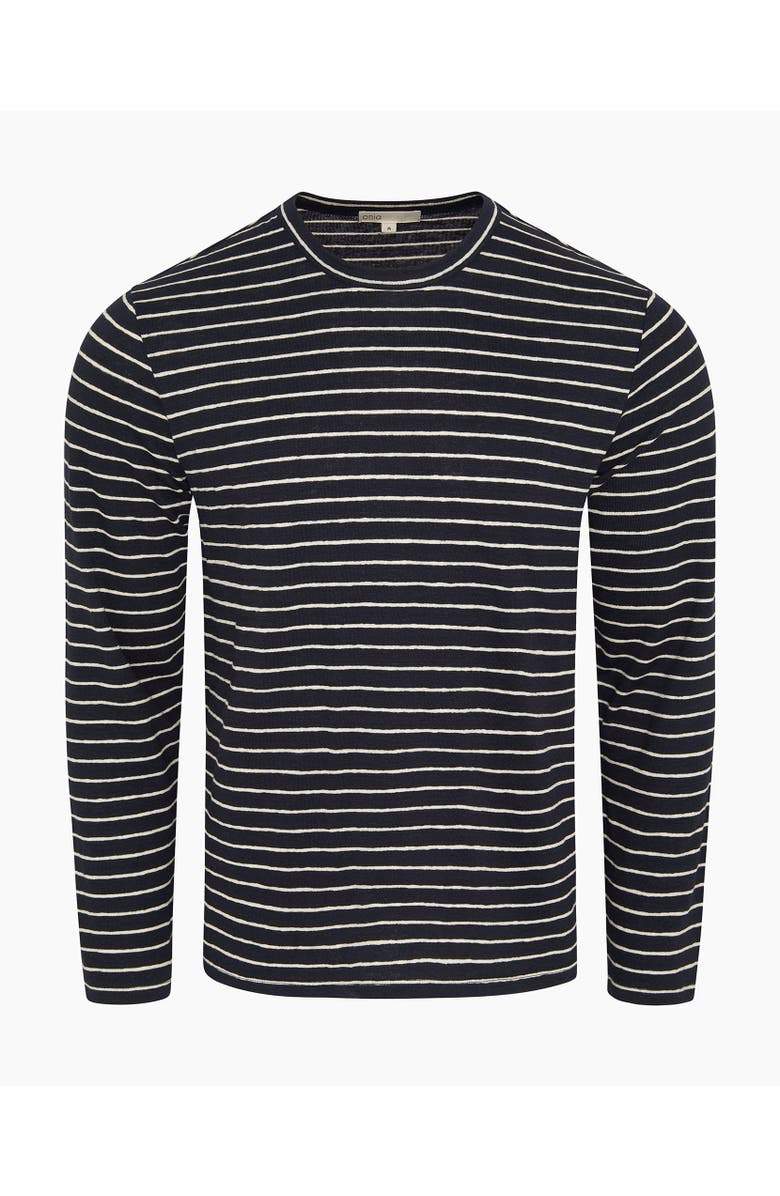 Onia Stretch Linen Jersey Long Sleeve Tee, Alternate, color, Midnight/Egret