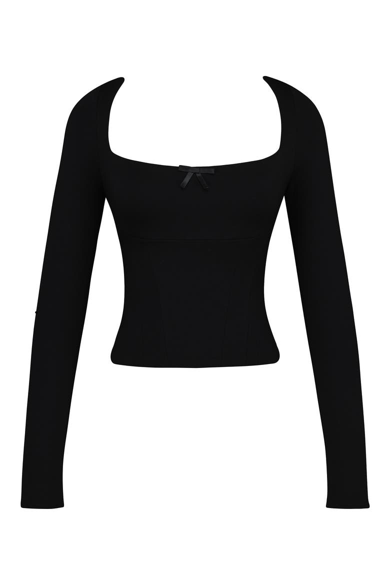 Bow Corset Top, Alternate, color, BLACK