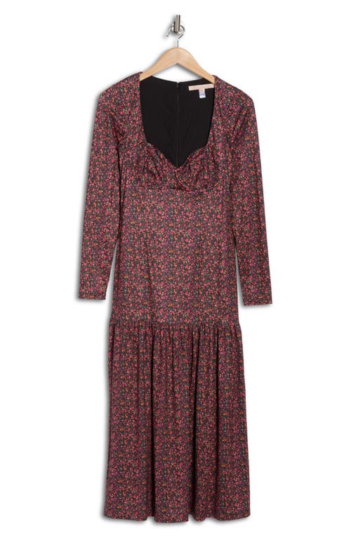 Hutch Chase Long Sleeve Midi Tiered Dress In Pink