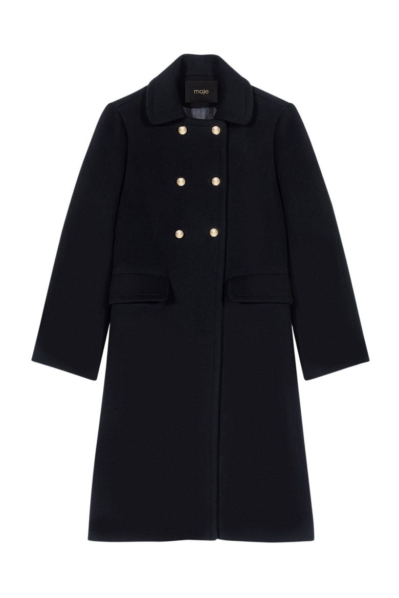 Long wool blend coat, Alternate, color, Black
