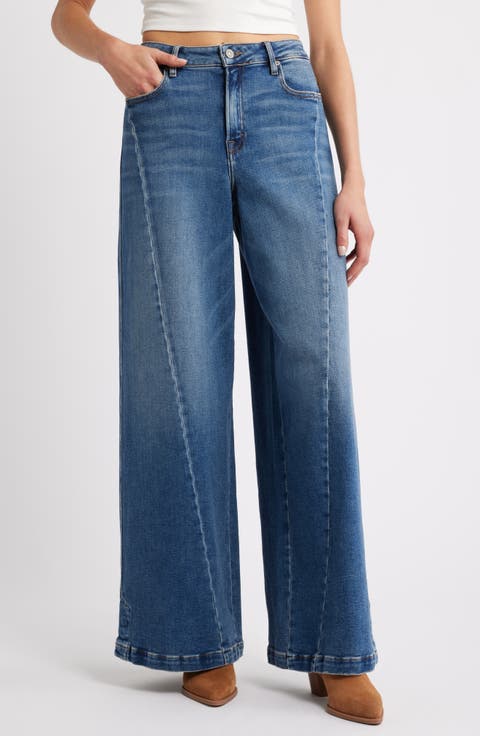 Twist Seam High Waist Super Wide Leg Jeans