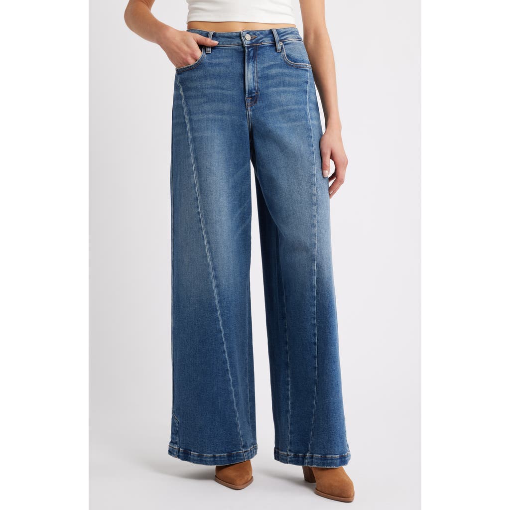 Hidden Jeans Twist Seam High Waist Super Wide Leg Jeans In Blue