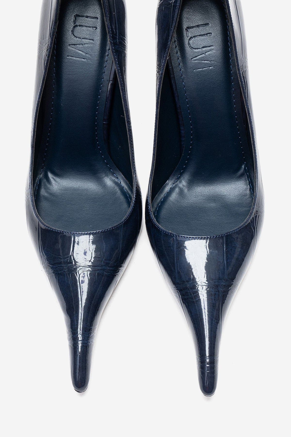 Luce Pointed Toe Stiletto Pump, Alternate, color, Navy Print
