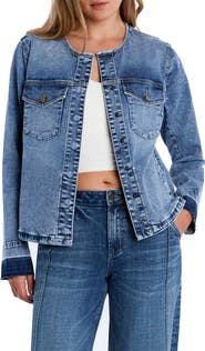 Wash Lab Denim Clara Collarless Denim Jacket
