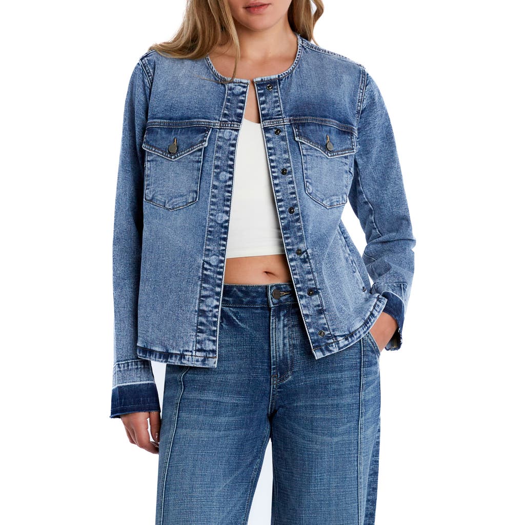 Collarless Denim Jacket Style 231920 | 1ère Avenue - Foto 3