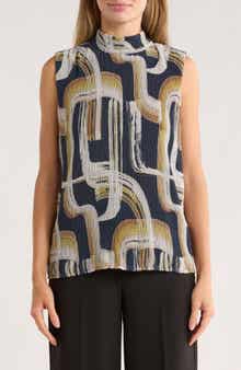 Calvin Klein Abstract Mock Neck Micropleat Shell
