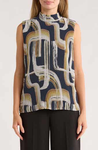 Calvin Klein Abstract Mock Neck Micropleat Shell
