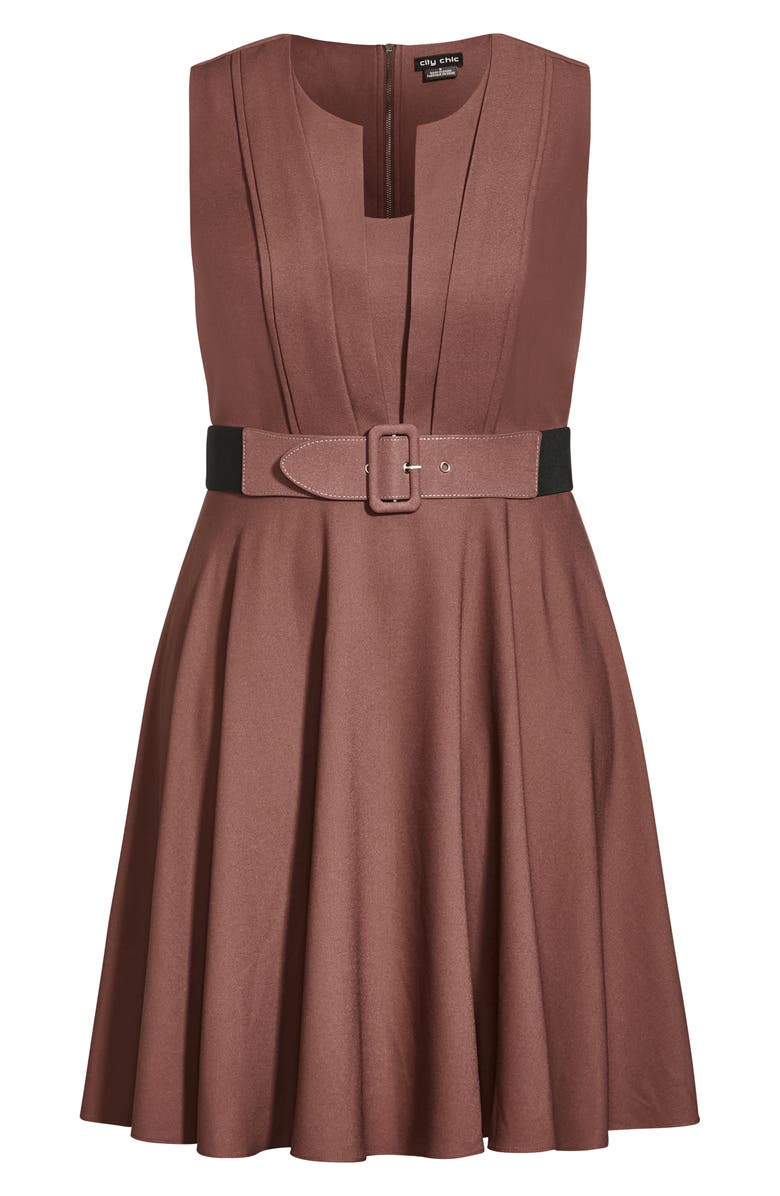 City Chic Veronica Belted Sleeveless A-Line Dress, Alternate, color, Amaretto