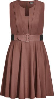 City Chic Veronica Belted Sleeveless A-Line Dress