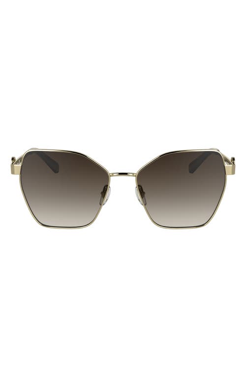 Longchamp 58mm Gradient Square Sunglasses In Gold/gradient Brown