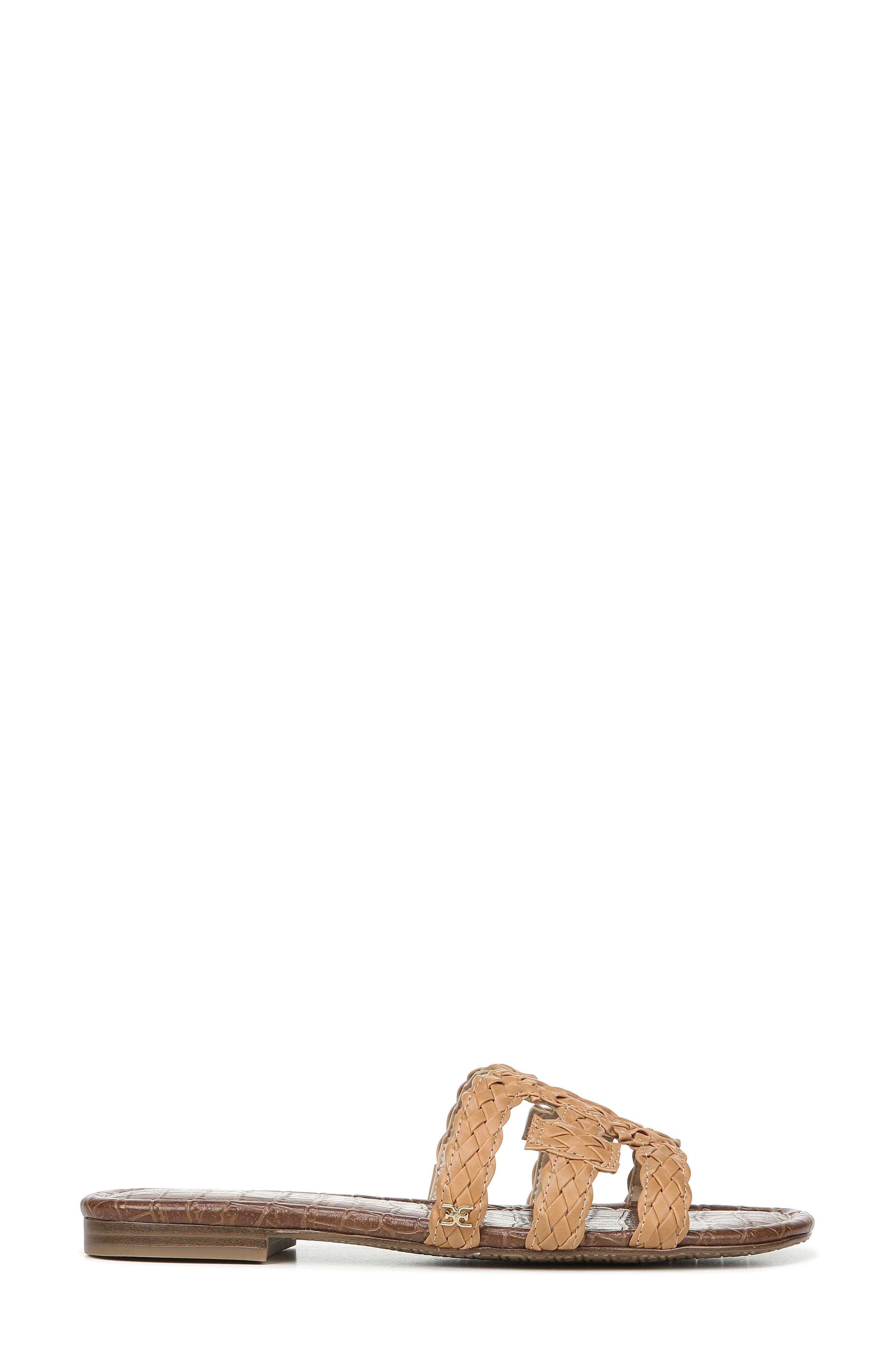 Beckie Slide Sandal, Alternate, color, NATURAL BUFF WOVEN LEATHER