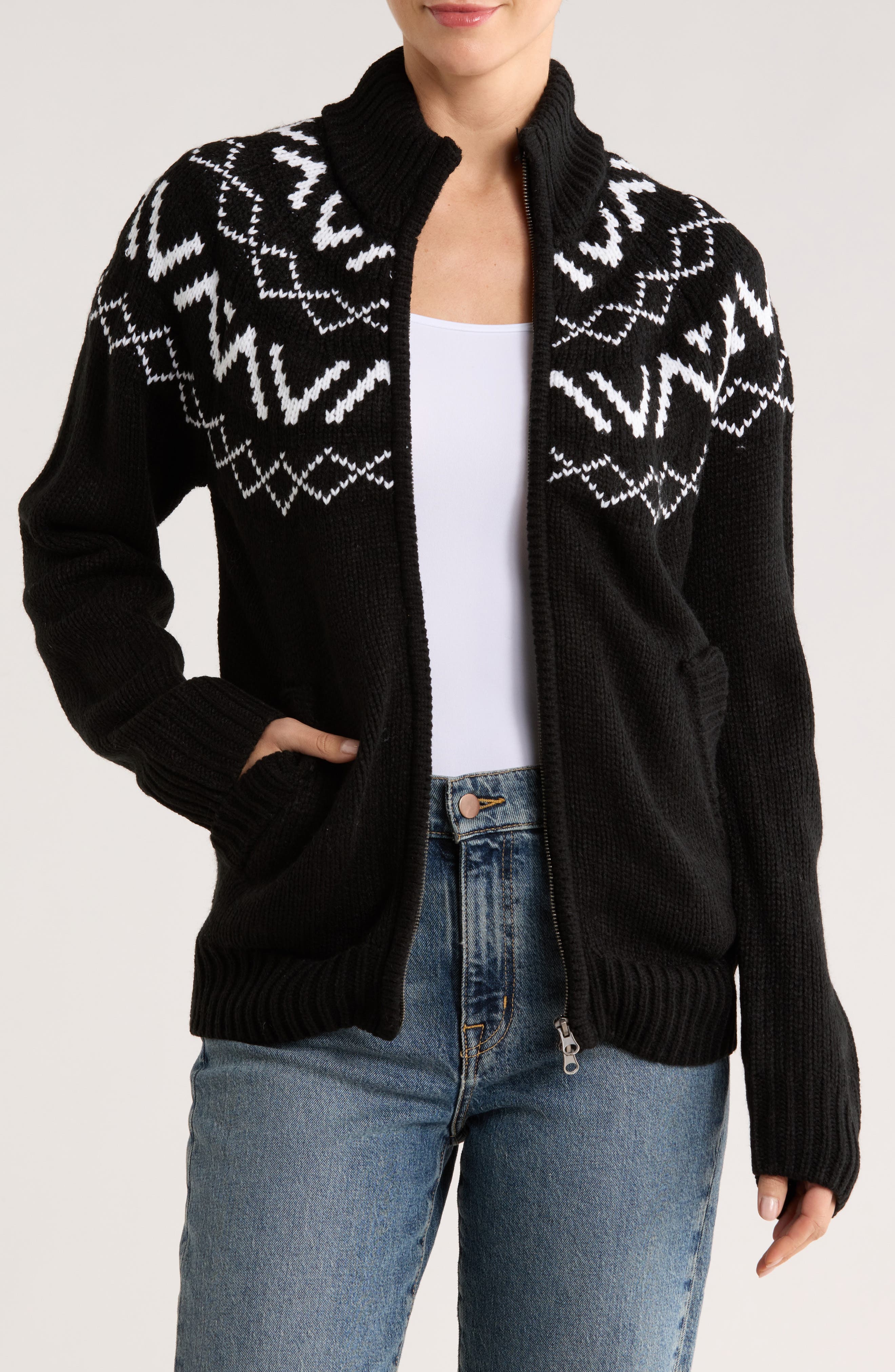 INTERNATIONAL DESIGNER Fair Isle Quarter Zip Pullover