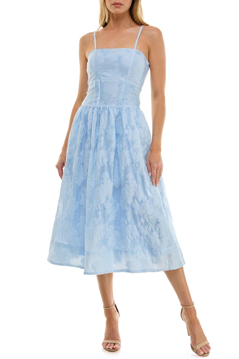 Jacquard Midi Sundress, Main, color, HAZY BLUE