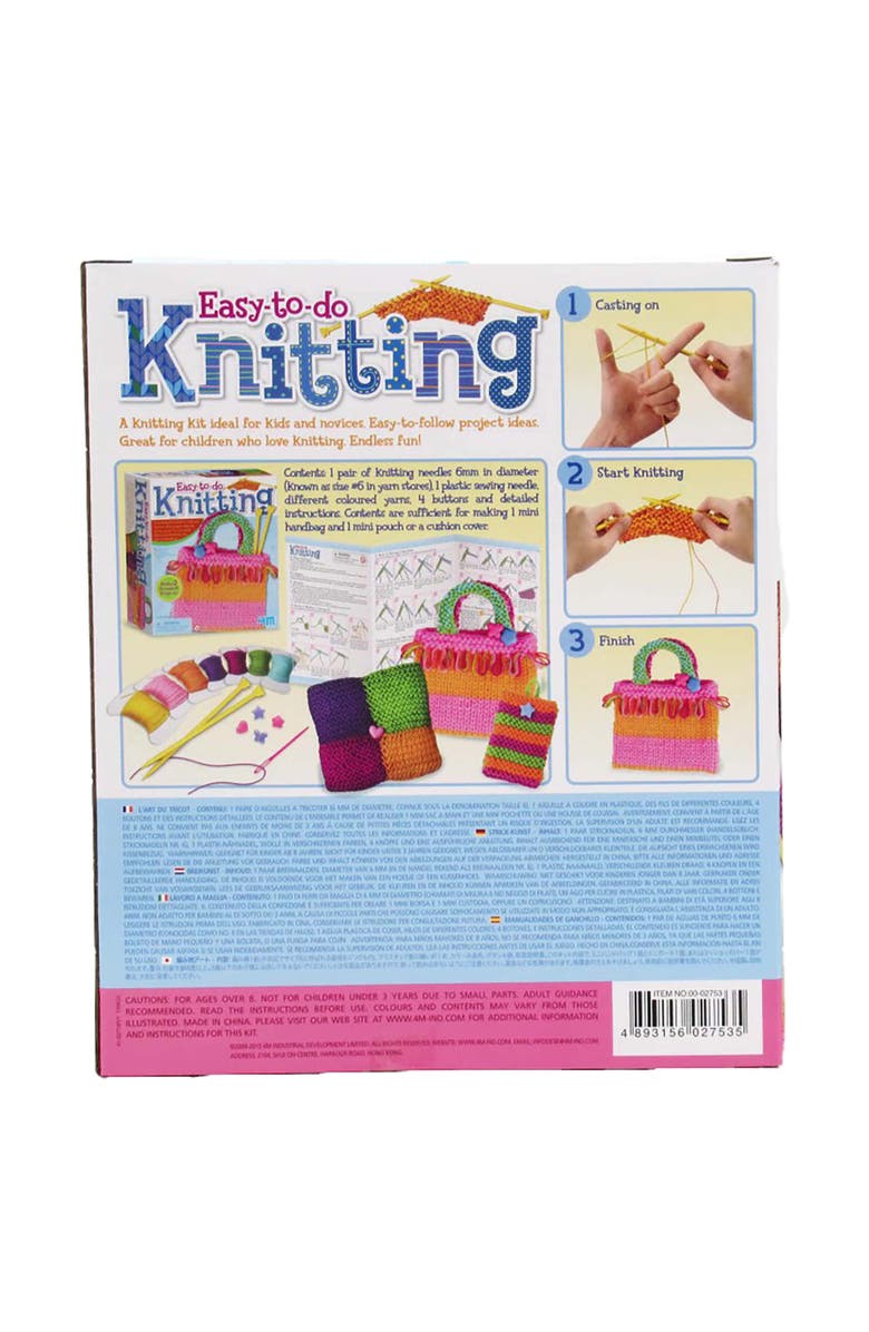 4M Easy to Do Knitting Kit Learn 2 Yarn Projects Set, Alternate, color, Multicolored