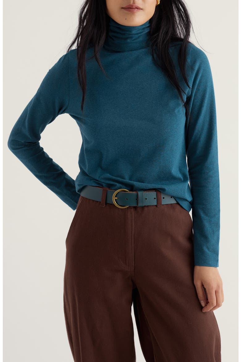 Landing Organic Cotton Blend Roll Neck Top, Main, color, RAINCLOUD