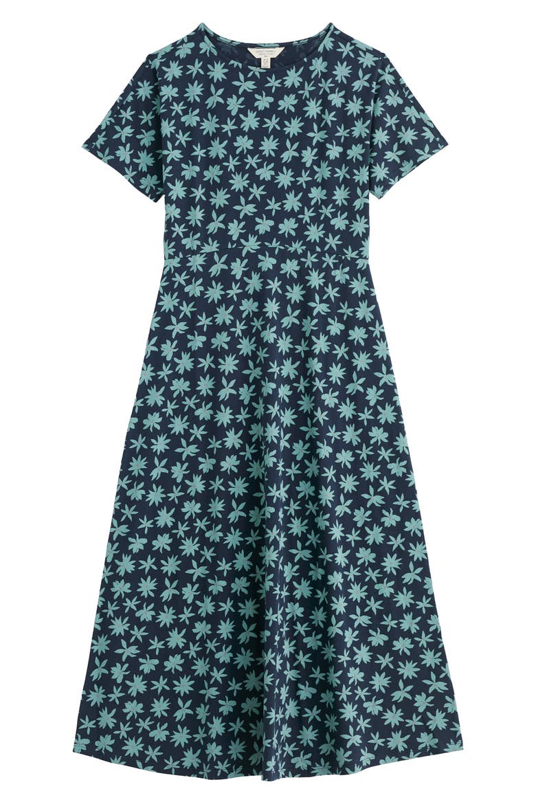 Mirva Floral Stretch Organic Cotton Jersey Midi Dress, Alternate, color, TROPIC BLOOM MARITIME