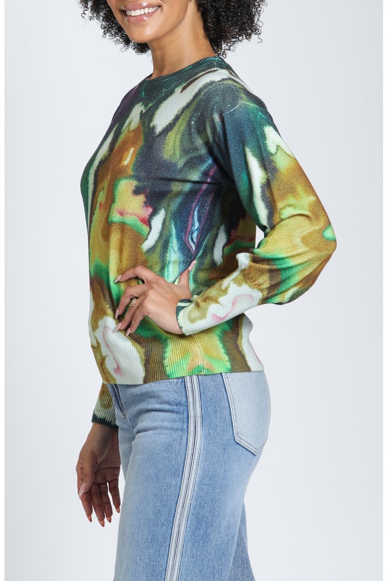 Liquid Marble Crewneck Sweater, Alternate, color, FOREST/SULPHUR