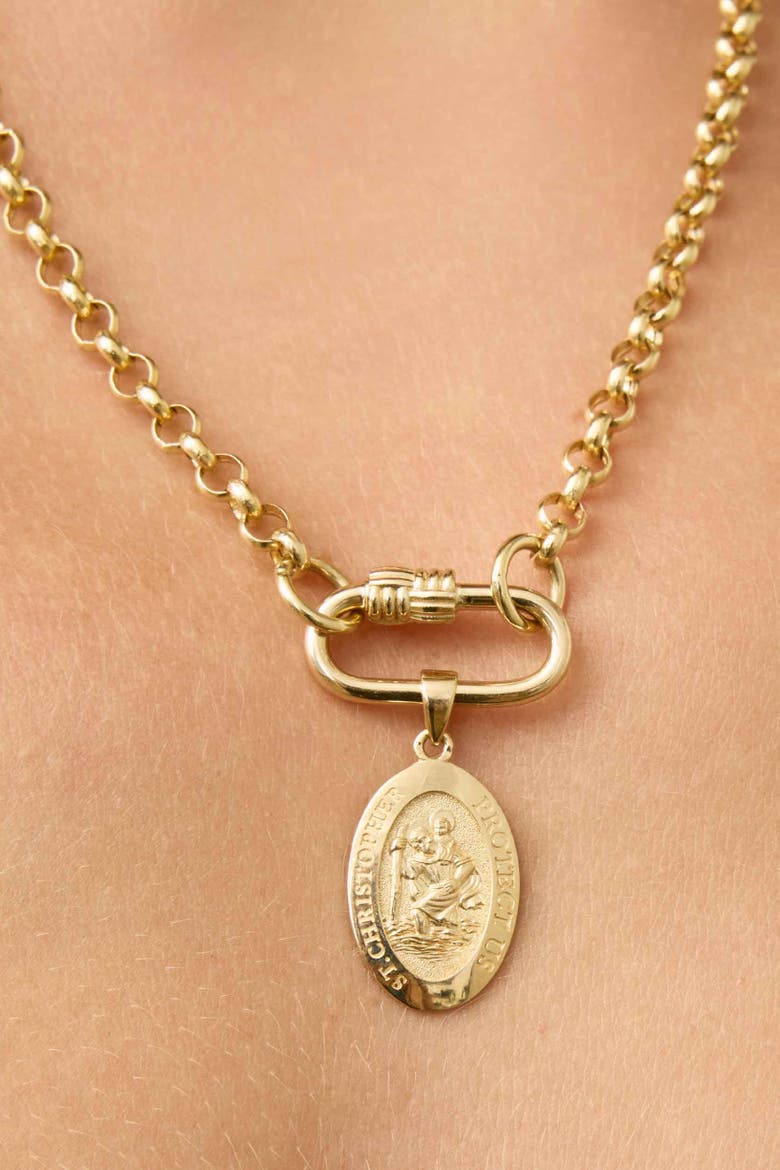 14K Yellow Gold St. Christopher Medal Pendant Charm, Alternate, color, Yellow Gold