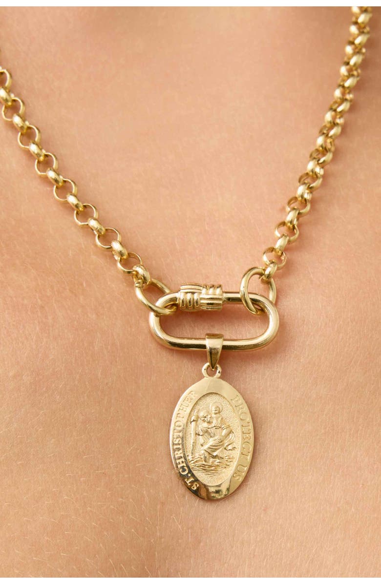 Oradina 14K Yellow Gold St. Christopher Medal Pendant Charm, Alternate, color, Yellow Gold
