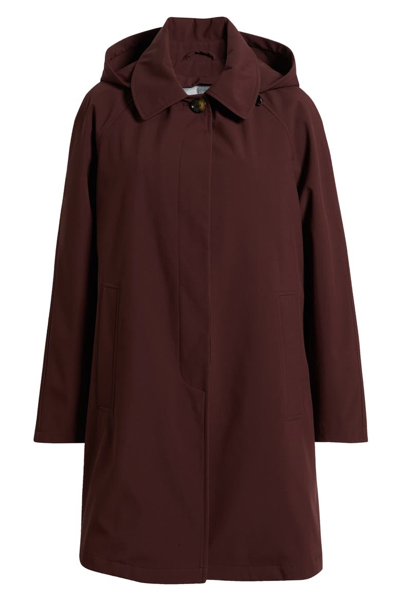 Heritage Bonded Trench Raincoat with Removable Hood, Alternate, color, BLACK CHERRY